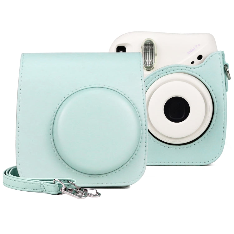 Retro Full Body PU Leather Camera Bag with Strap for FUJIFILM instax mini 7+ (Baby Blue)