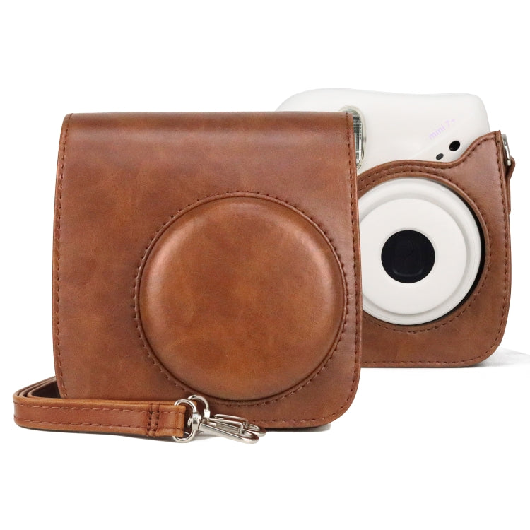 Retro Brown PU Leather Camera Bag with Strap for Fujifilm Instax Mini 7+