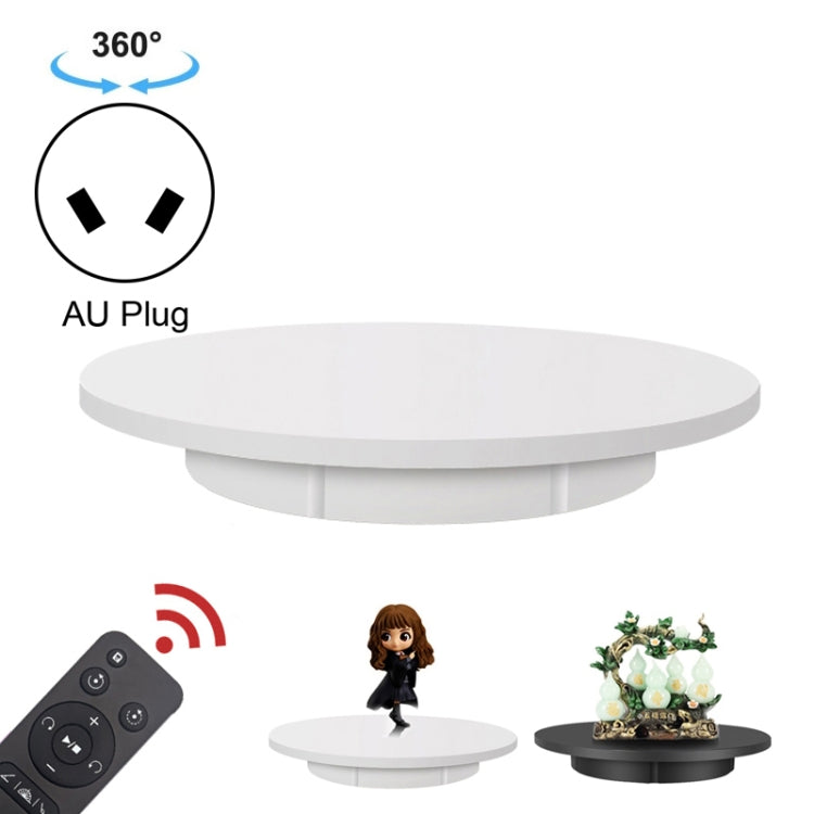 Electric Rotating Display Stand with Remote Control - 42cm Diameter, 100kg Load Capacity, Plug-in Power, AU Plug (White)
