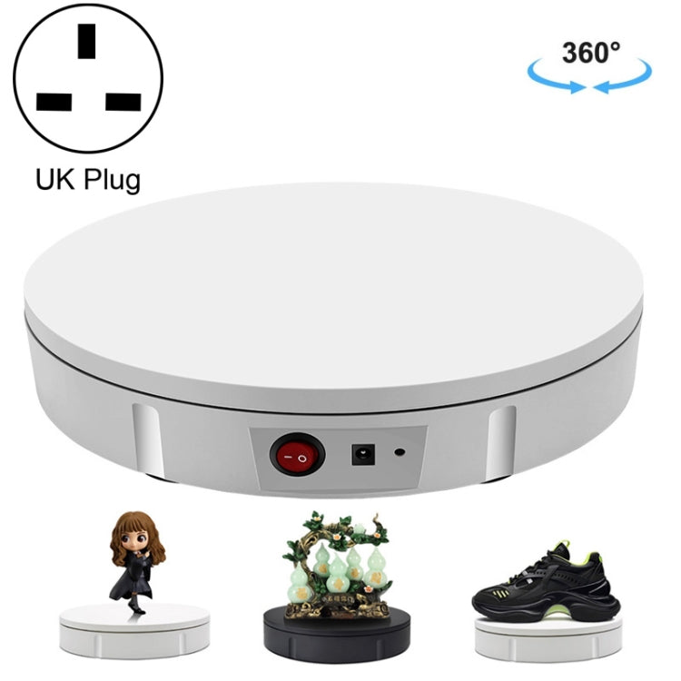 22cm Electric Rotating Display Stand Video Shooting Turntable, Load: 50kg, UK Plug (White)