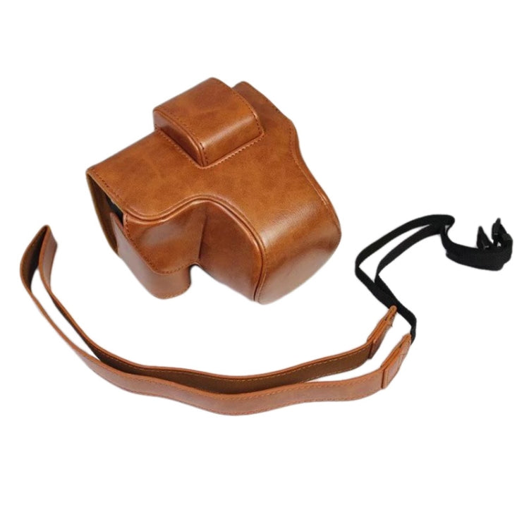 Brown PU Leather Camera Full Body Case Bag with Strap for FUJIFILM X-S10 (15-55mm Lens)
