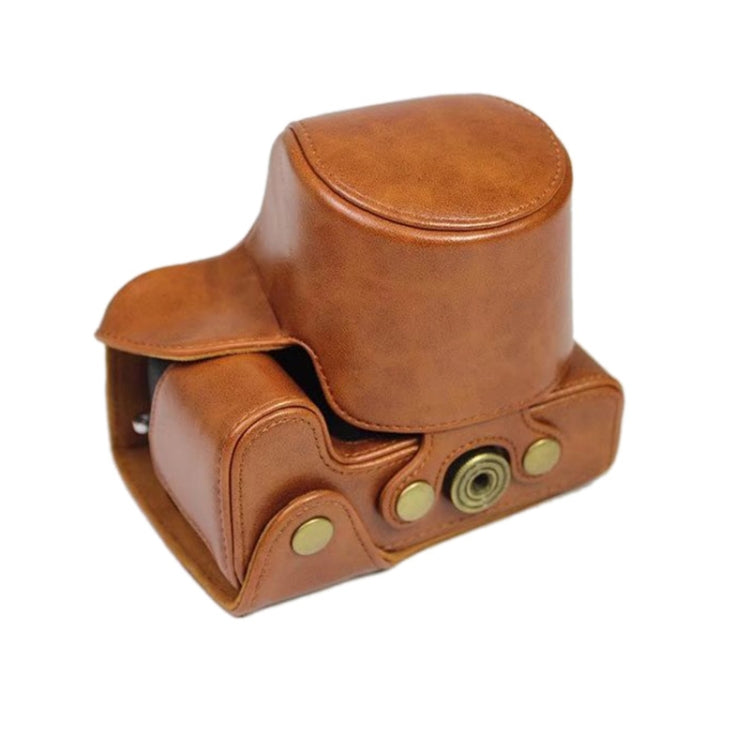 Brown PU Leather Camera Full Body Case Bag with Strap for FUJIFILM X-S10 (15-55mm Lens)