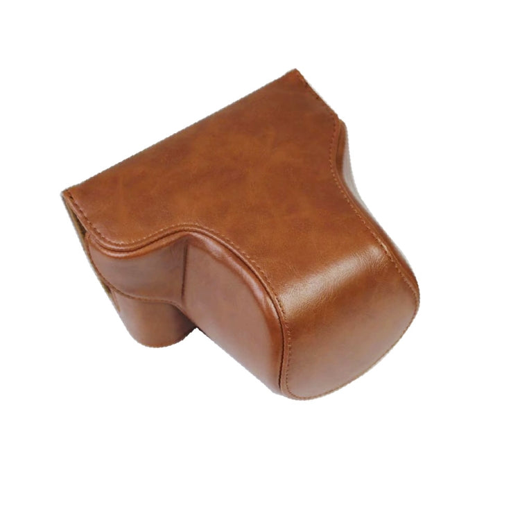 PU Leather Camera Case Bag with Strap for FUJIFILM X-A7/X-A20 (15-55mm Lens) - Brown