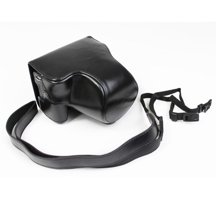 Protective PU Leather Case Bag with Strap for Canon EOS M6 Mark II (15-55mm Lens) (Black)
