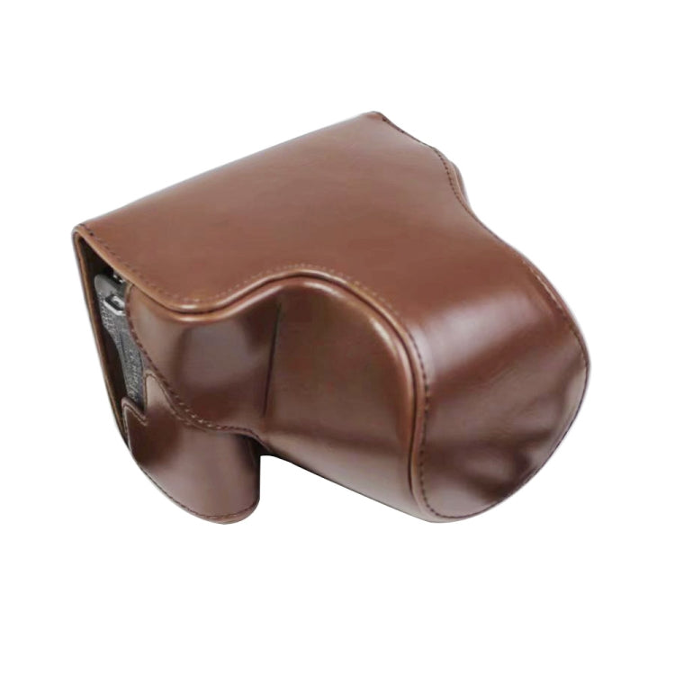 Full Body Camera PU Leather Case Bag with Strap for Canon EOS M6 Mark II (15-55mm Lens) (Coffee) - Protective PU Leather Case Bag with Strap for Canon EOS M6 Mark II