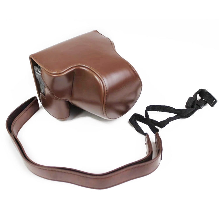 Full Body Camera PU Leather Case Bag with Strap for Canon EOS M6 Mark II (15-55mm Lens) (Coffee) - Protective PU Leather Case Bag with Strap for Canon EOS M6 Mark II