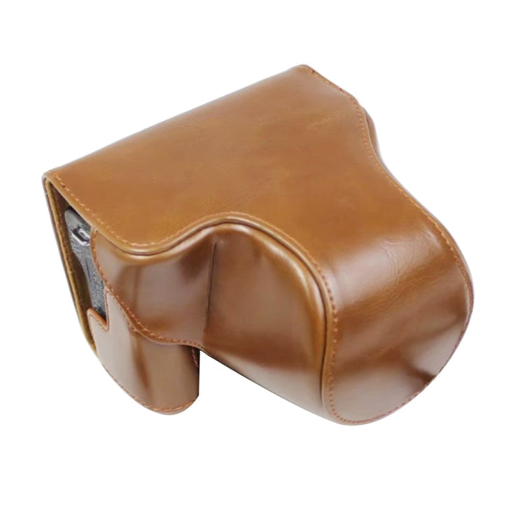 Camera PU Leather Case Bag with Strap for Canon EOS M6 Mark II (15-55mm Lens) - Brown
