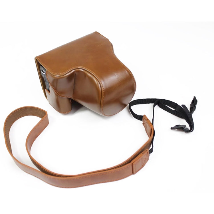 Camera PU Leather Case Bag with Strap for Canon EOS M6 Mark II (15-55mm Lens) - Brown