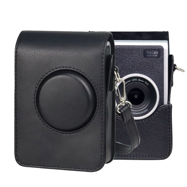 Black PU Leather Camera Bag with Long Adjustable Strap for FUJIFILM instax mini Evo