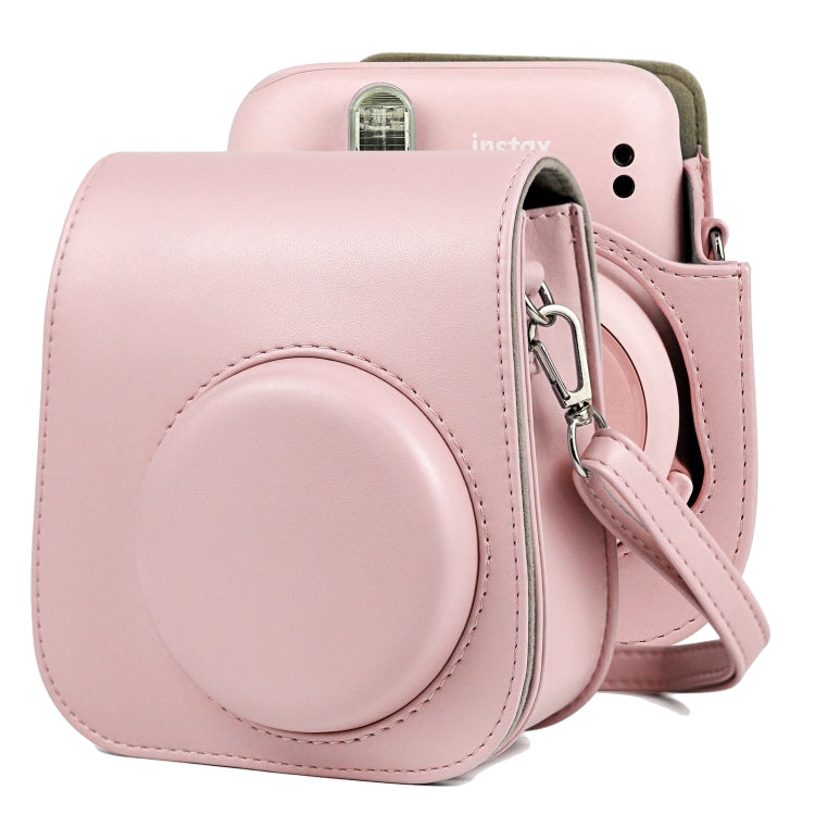FUJIFILM Instax mini 11 Pink Leather Camera Case with Adjustable Shoulder Strap
