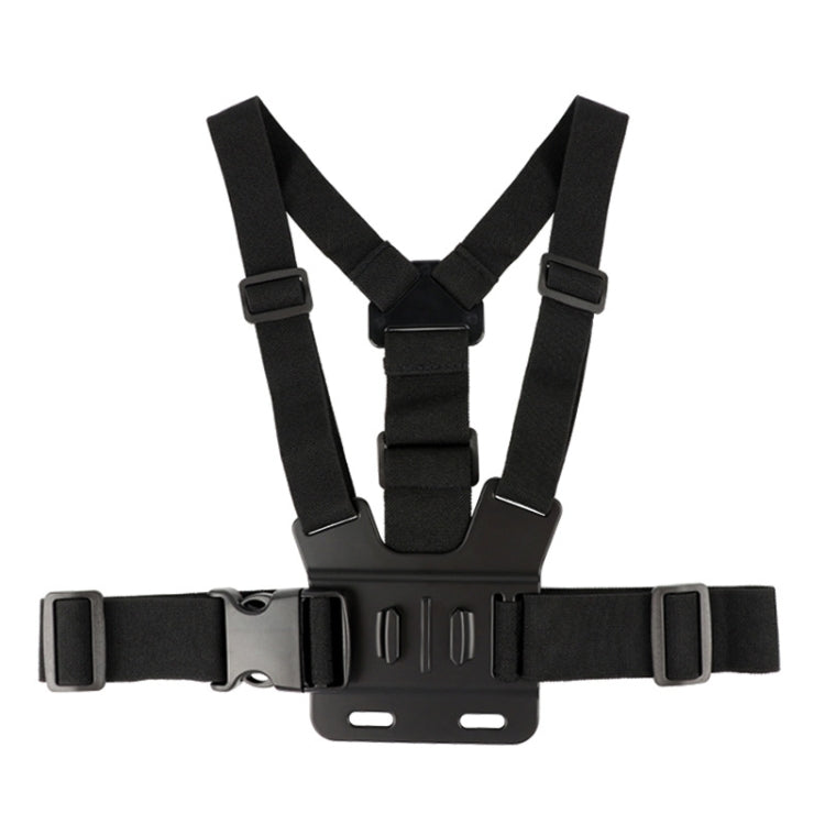 Adjustable Body Mount Belt Chest Strap with Phone Clamp and Accessories for GoPro and Action Cameras, Smartphones (Black)