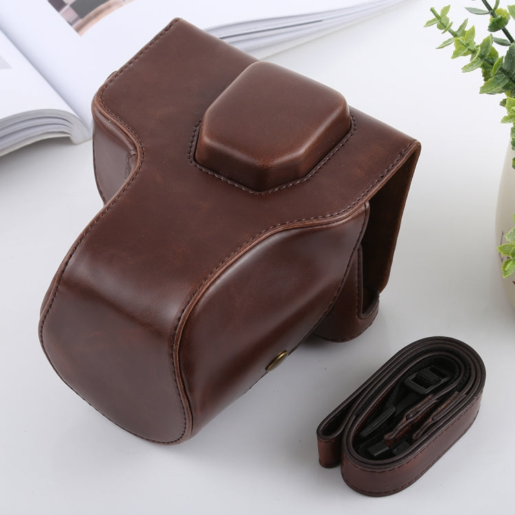 Full Body Camera PU Leather Case Bag with Strap for FUJIFILM X-T3 (Coffee)