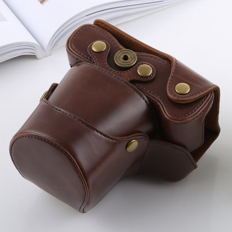 Full Body Camera PU Leather Case Bag with Strap for FUJIFILM X-T3 (Coffee)