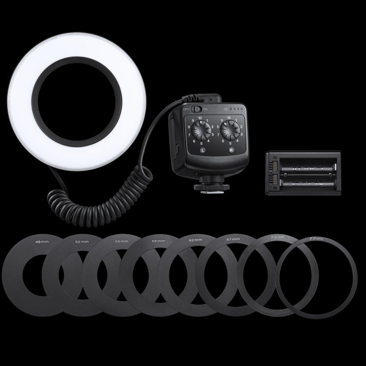 LED Macro Ring Light with Adjustable Brightness and Adapter Rings