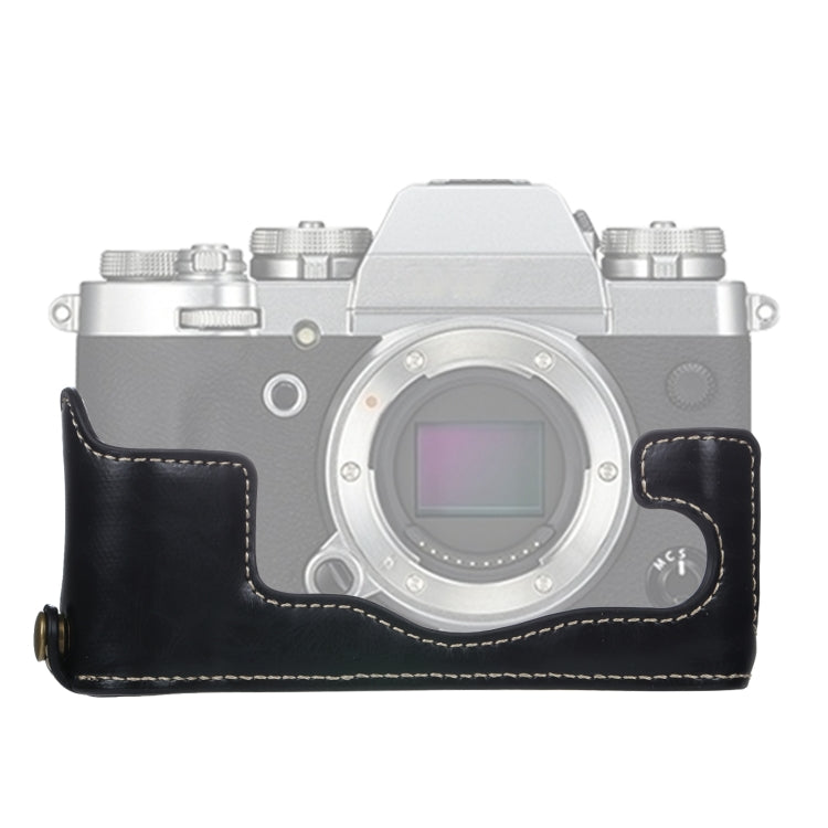 1/4 inch Thread PU Leather Camera Half Case Base for FUJIFILM X-T3/X-T2 (Black)