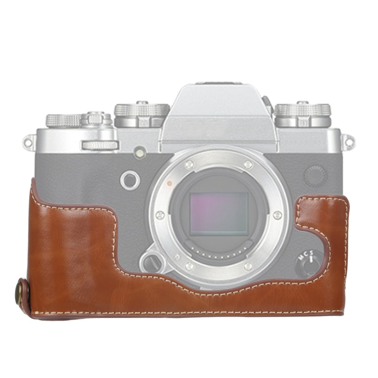 PU Leather Camera Half Case Base for FUJIFILM X-T3/X-T2 with 1/4 inch Thread (Brown)