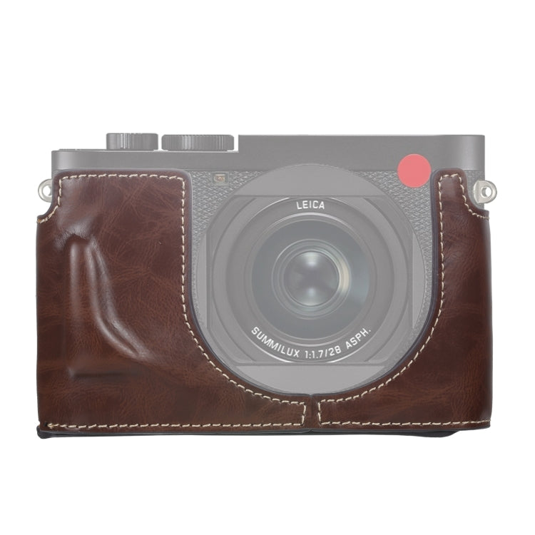 PU Leather Camera Half Case Base for Leica Q2 in Coffee