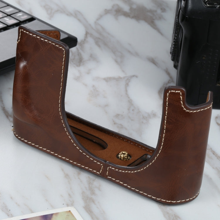 PU Leather Camera Half Case Base for Leica Q2 in Coffee