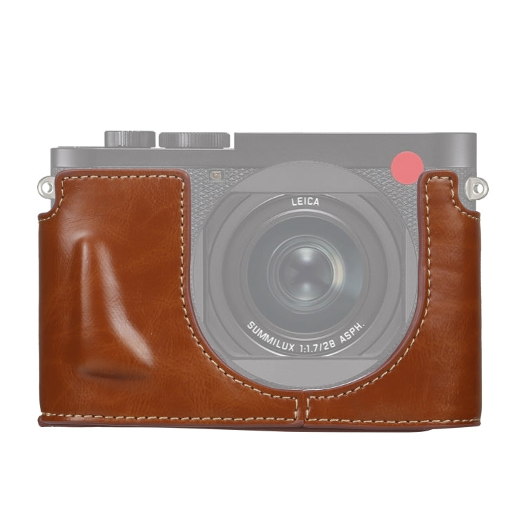 Leica Q2 PU Leather Camera Half Case Base - Brown with 1/4 inch Thread