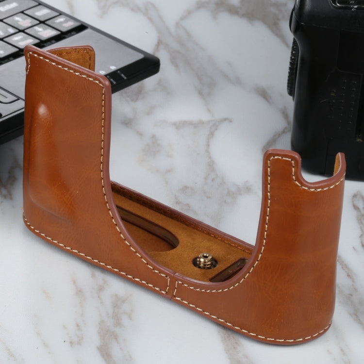 Leica Q2 PU Leather Camera Half Case Base - Brown with 1/4 inch Thread