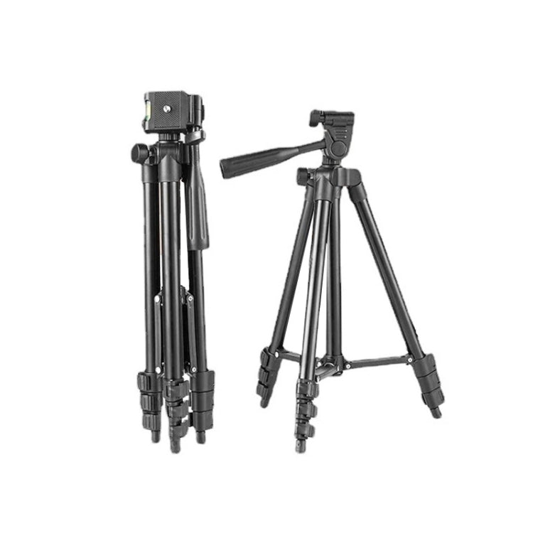 130cm 4-Section Folding Aluminum Alloy Tripod Mount with Three-Dimensional Head in Black
