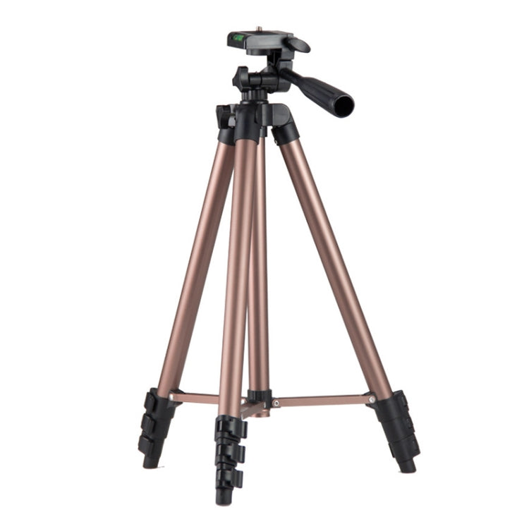 130cm 4-Section Folding Aluminum Alloy Tripod Mount with Three-Dimensional Head (Champagne Gold)