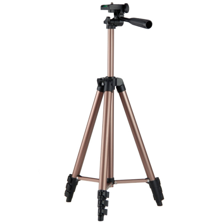 130cm 4-Section Folding Aluminum Alloy Tripod Mount with Three-Dimensional Head (Champagne Gold)