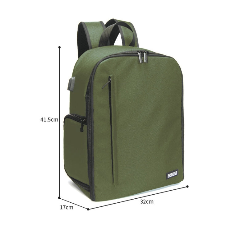 Army Green Nylon Photography Backpack with Waterproof and Reinforced Design