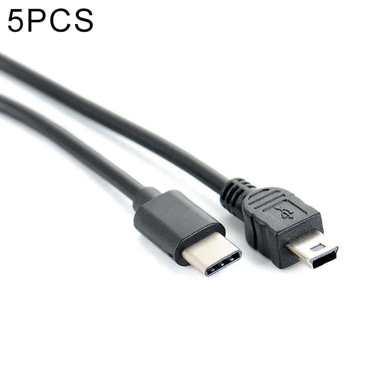 5 Piece 30cm Type-C to Mini 5 Pin USB OTG Data Cable for Canon Cameras