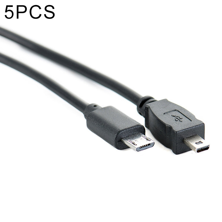 Micro USB to Mini 8 Pin USB OTG Data Cable for Nikon - 5 Piece Set (Black, 30cm)