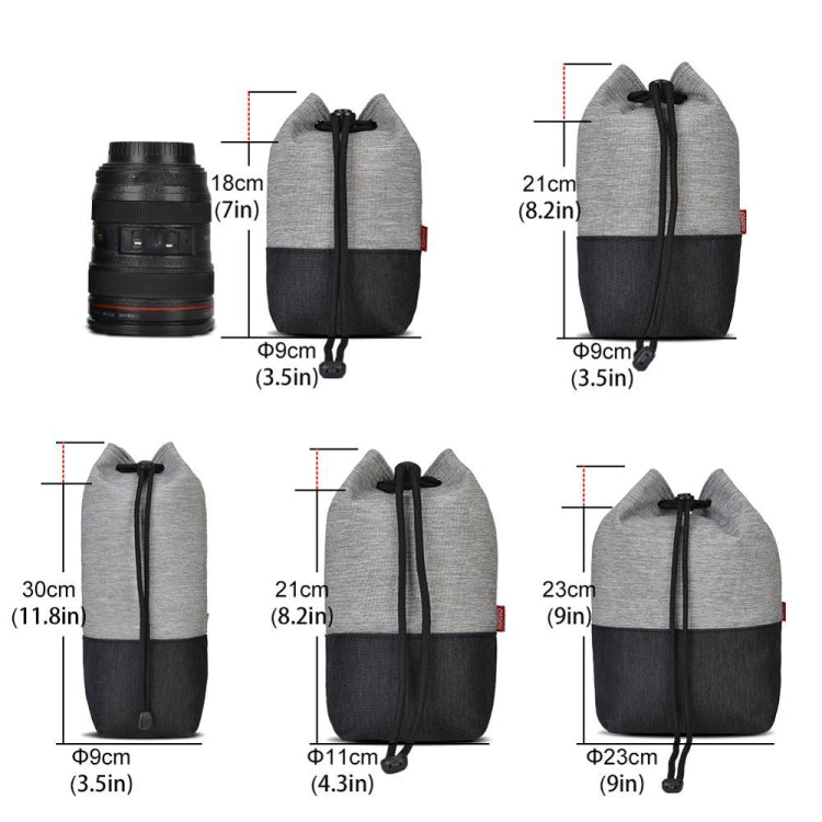 Camera Lens Waterproof Shockproof Bag with Inner Drawstring Case, Size: 14 x 10 x 21.5 cm (Black Grey)