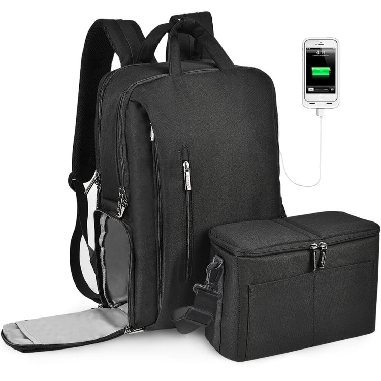 CADeN L5 III Multi-function Digital Camera Dual Shoulders Backpack with USB Charging Port in Black Color