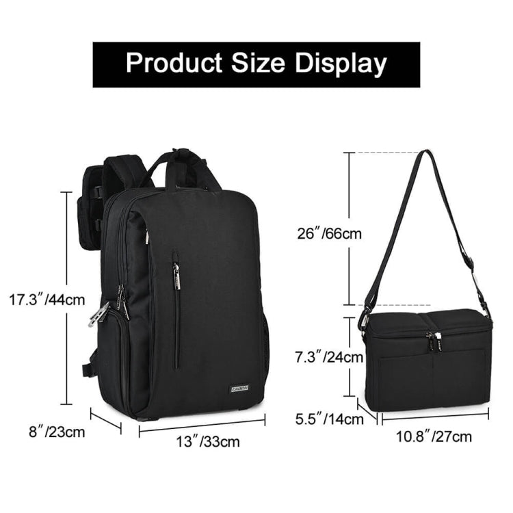 CADeN L5 III Multi-function Digital Camera Dual Shoulders Backpack with USB Charging Port in Black Color