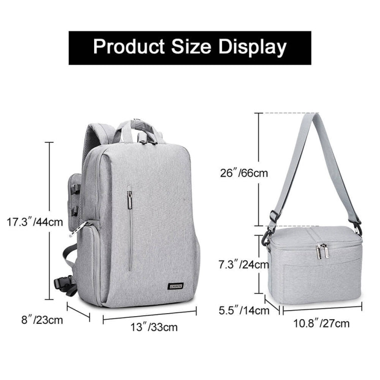 CADeN L5 III Multi-function Digital Camera Dual Shoulders Bag Backpack (Grey)