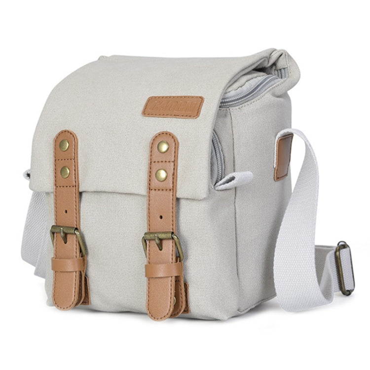 CADEN N1 Retro Canvas Camera Bag (Beige White)