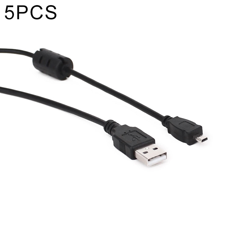High-Quality 5-Piece 1.5m Mini 8 Pin USB to USB 2.0 Data Charging Cable for Nikon D5100 / D610 (Black)