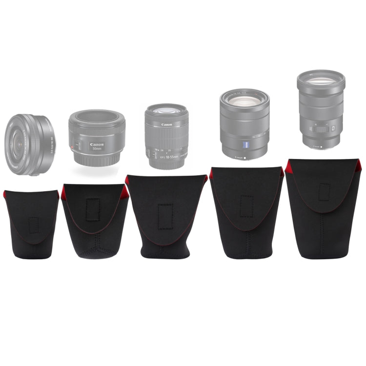 5 in 1 Shockproof Neoprene Camera Lens Storage Bag with Sticky Deduction