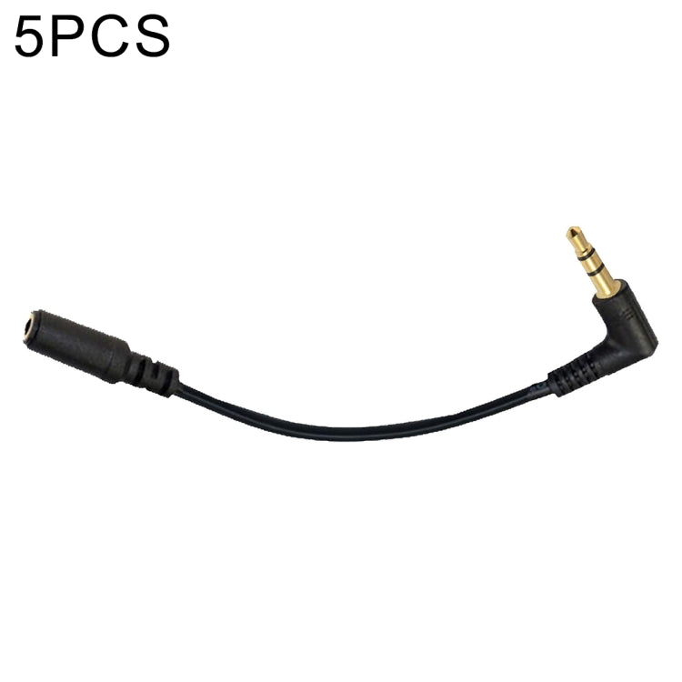 5-Pack 13cm Elbow 3.5mm Audio Male to Female Adapter Cable (Black)