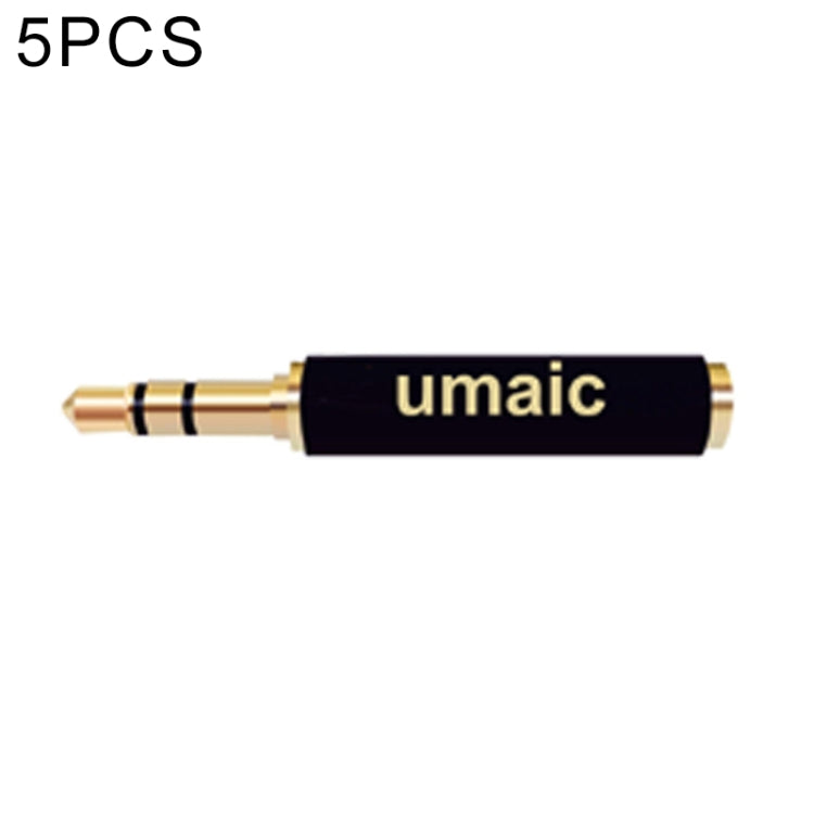 5 Pack 3.5mm Microphone Adapter with 4 Pole Female to 3 Pole Male Audio Connection (Black)