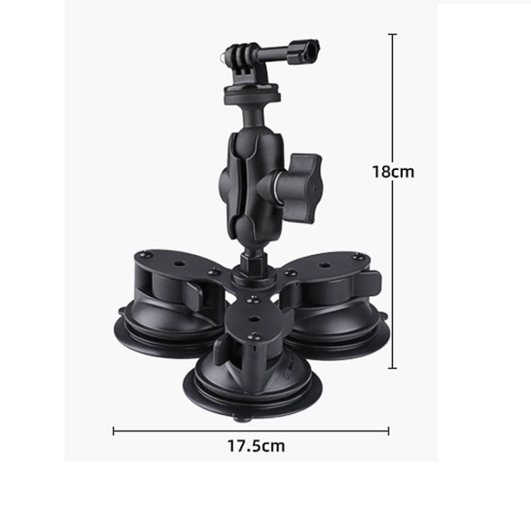 Triangle Camera Mount Holder with Suction Cups and Safety Features (Black)