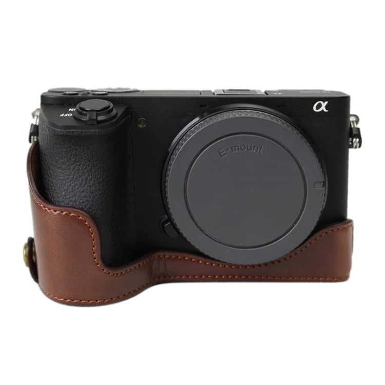 Camera Half Case Base for Sony ILCE-A6500 / A6500 in Coffee Leather