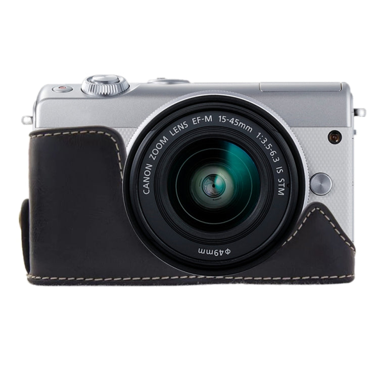 Canon EOS M100 PU Leather Camera Half Case Base with 1/4 inch Thread (Black)
