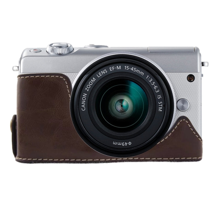 Canon EOS M100 Coffee PU Leather Camera Half Case Base with 1/4 inch Thread