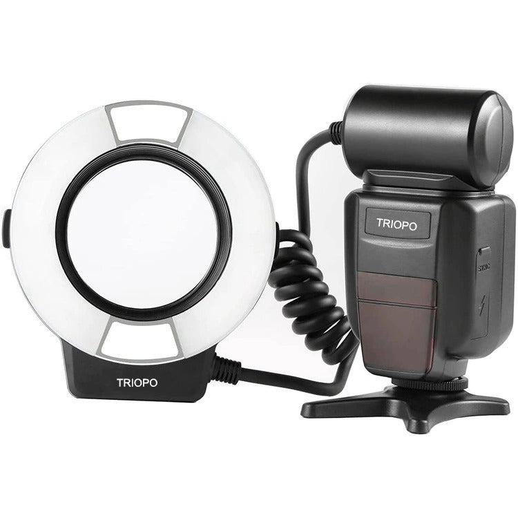 TRIOPO TR-15EX Macro Ring TTL Flash Light for Canon E-TTL (Black) with 6 Different Size Adapter Rings