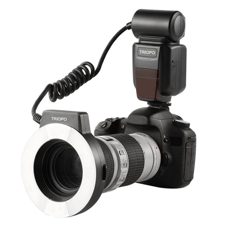 TRIOPO TR-15EX Macro Ring TTL Flash Light for Nikon I-TTL Camera (Black) with 6 Adapter Rings
