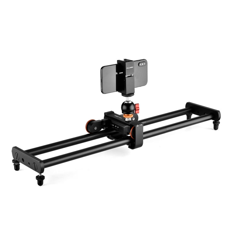 YELANGU L60E 60cm Slide Rail Track + L4 3-Wheel Video Dolly with Phone Clamp & Ballhead - Versatile Camera and Phone Video Dolly