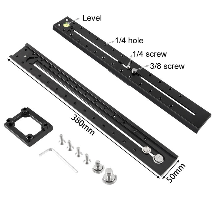 BEXIN VR-380L Extended Quick Release Plate for Manfrotto / Sachtler - Aluminum Alloy, 380mm Length (Black)