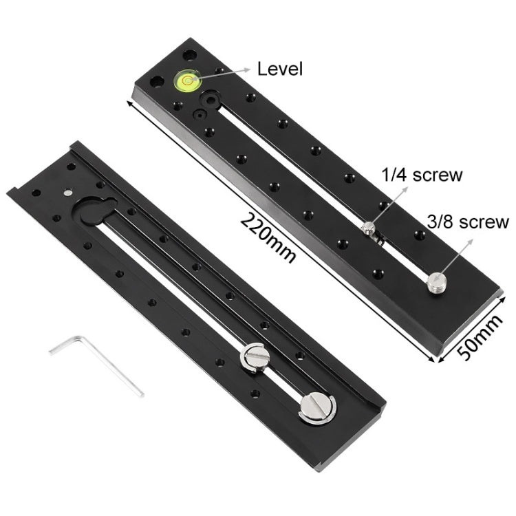 Aluminum Alloy Extended Quick Release Plate for Manfrotto / Sachtler (Black) - BEXIN B220-50 220mm Length