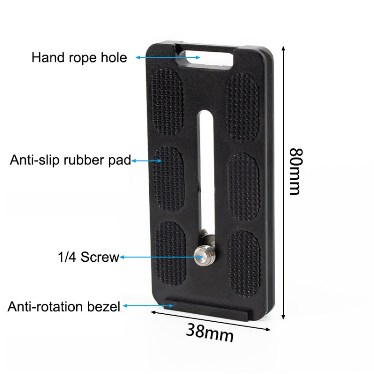 Anti-rotation Quick Release Plate for Cameras with Rubber Cushion (Black)