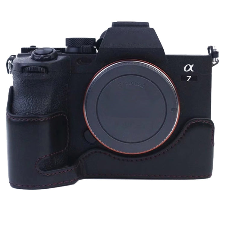 PU Leather Camera Half Case for Sony A7 IV - Black